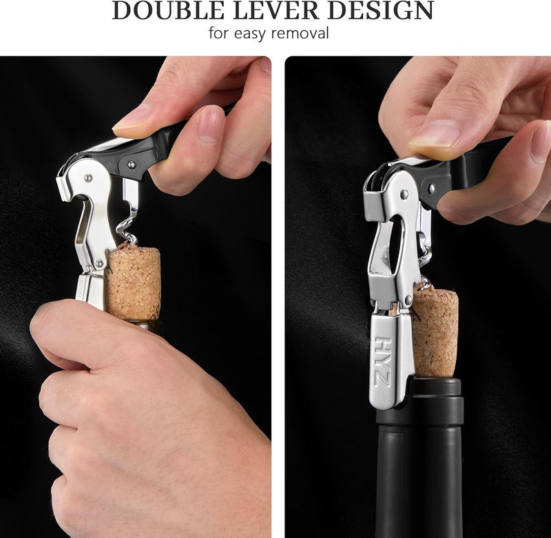 HYZ Wine Opener Bulk 20Pack for Bartender, Professional Waiter Corkscrew Wine Key for Servers,Wine Bottle Opener Double Hinged, Wine Accessories Set for Party Favor, Black - Image 4